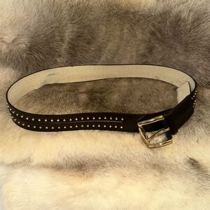 Michael Kors Black and Silver Studded Leather Belt
